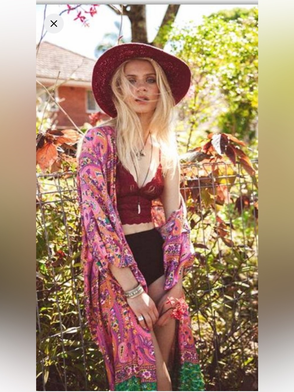 Arnhem pink and green paisley boho print kimono